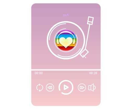 网页粉色渐变音乐播放器效果html源码 - 项目资源网