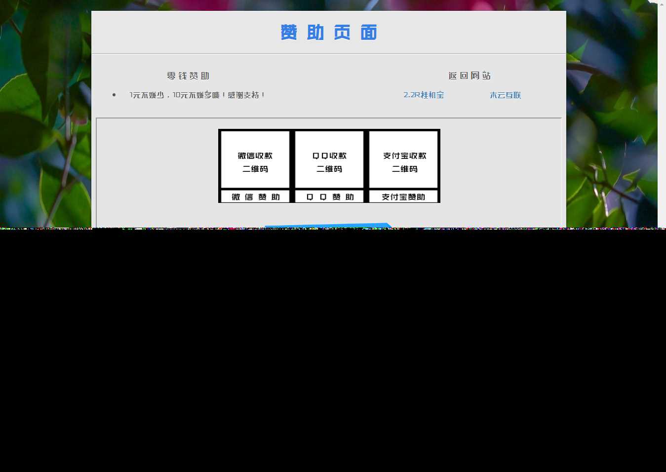 漂亮的赞助打赏单页HTML源码 - 项目资源网