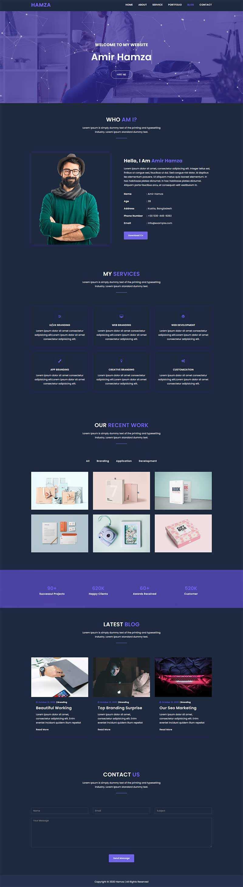 炫酷全屏个人作品集展示网页html模板 - 项目资源网