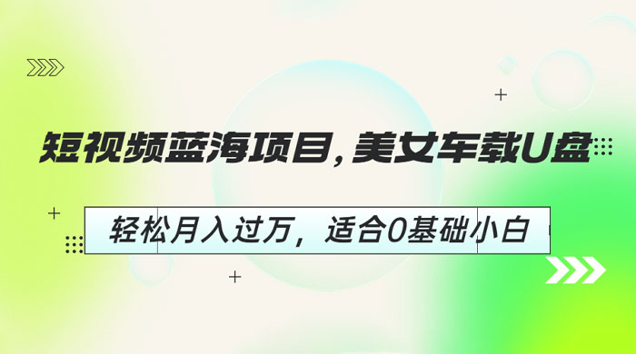 短视频蓝海项目：美女车载 U 盘，适合 0 基础小白 - 项目资源网