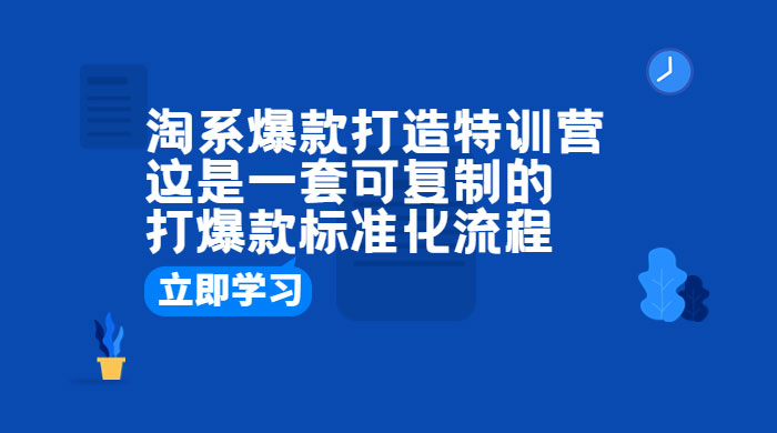 淘系爆款打造特训营：这是一套可复制的打爆款标准化流程 - 项目资源网