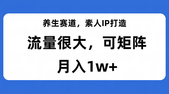 养生赛道，素人IP打造，流量很大，可矩阵，月入1w+ - 项目资源网
