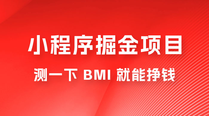 日入 300+ 的小程序掘金项目，测一下 BMI 就能挣钱 - 项目资源网