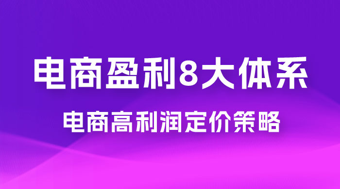 电商盈利 8 大体系：利润篇 · 利润定准电商高利润定价策略线上课（共 16 节） - 项目资源网