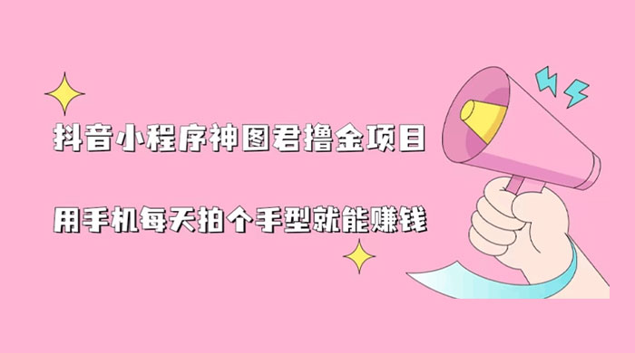 抖音小程序神图君撸金项目：用手机每天拍个手型挂载一下小程序就能赚钱 - 项目资源网