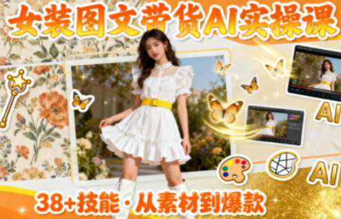 女装图文带货的AI实操课，覆盖38个实用技能，快速提升素材制作效率 - 项目资源网