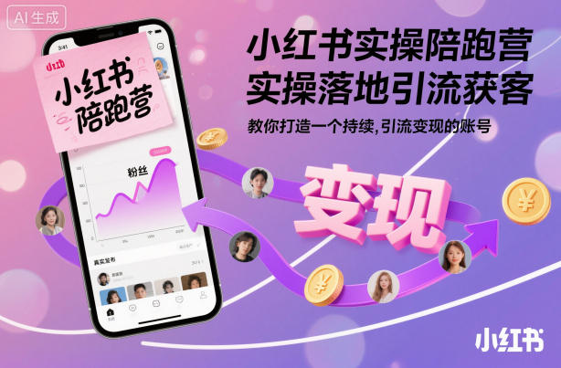 小红书实操陪跑营，实操落地引流获客，教你打造一个持续引流变现的账号 - 项目资源网