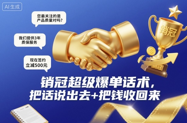 销冠超级爆单话术，把话说出去+把钱收回来 - 项目资源网