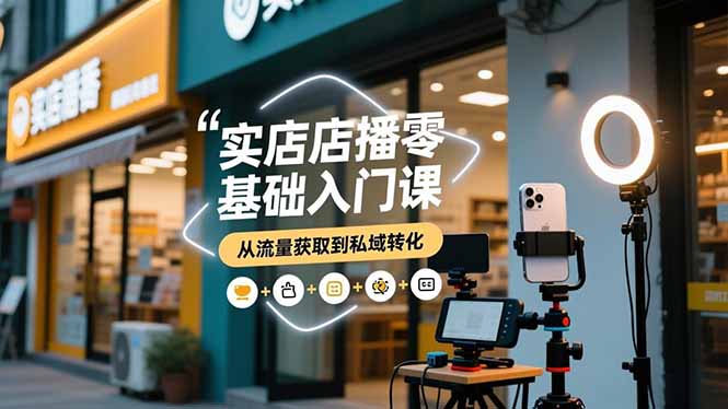 实体店播零基础入门课，实体店+短视频+直播+微信生态+私域社群，从流量获取到私域转化 - 项目资源网