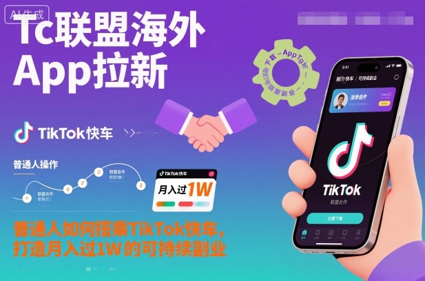Tc联盟海外App拉新：普通人如何搭乘TikTok快车，打造月入过1W的可持续副业 - 项目资源网