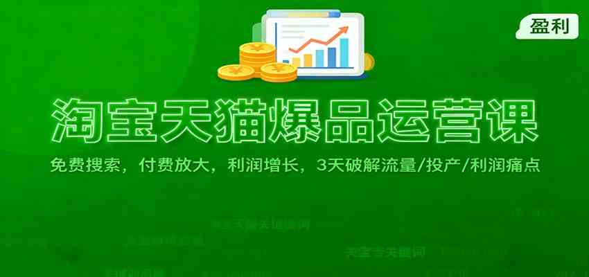 淘宝天猫爆品运营课：免费搜索，付费放大，利润增长，3 天破解流量/ 投产/利润痛点 - 项目资源网