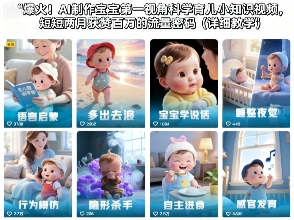 爆火！AI制作宝宝第一视角科学育儿小知识视频，短短两月获赞百万的流量密码(详细教学) - 项目资源网