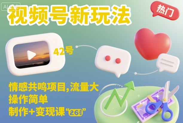 视频号新玩法，情感共鸣项目，流量大，操作简单，制作+变现课 - 项目资源网