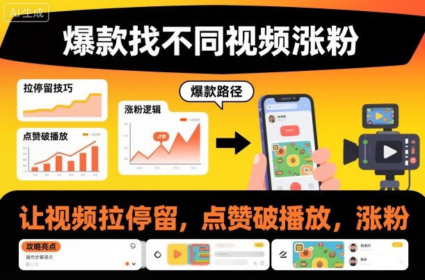 爆款找不同视频涨粉，让视频拉停留，实现点赞，破播放，涨粉 - 项目资源网