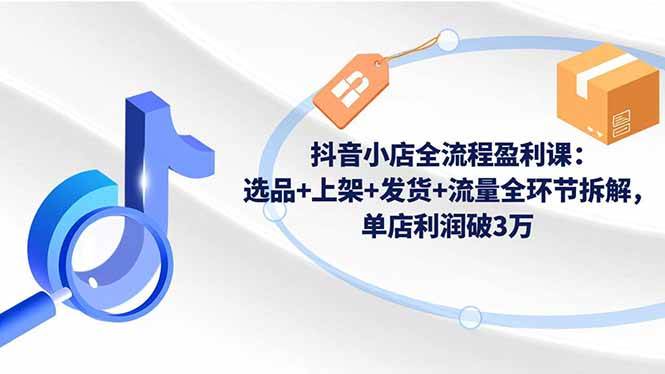 （16593期）抖音小店全流程盈利课：选品+上架+发货+流量全环节拆解，单店利润破3万 - 项目资源网