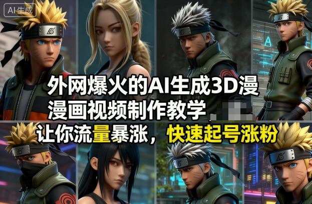 外网爆火的AI生成3D漫画视频制作教学，让你流量暴涨，快速起号涨粉！ - 项目资源网