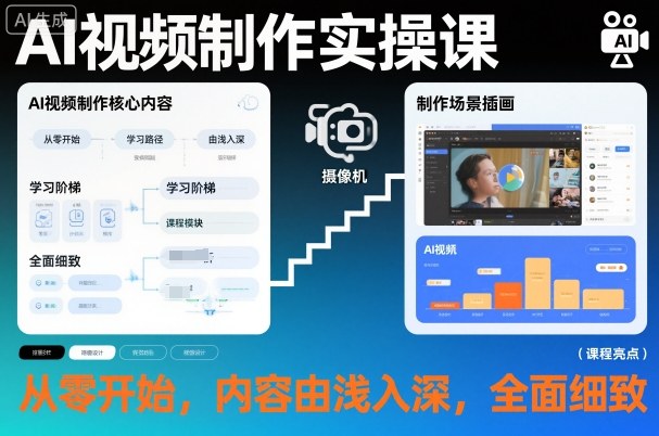 AI视频制作实操课，从零开始，内容由浅入深，全面细致 - 项目资源网