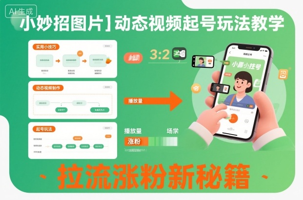 小妙招图片＋动态视频起号玩法教学，拉流涨粉新秘籍 - 项目资源网