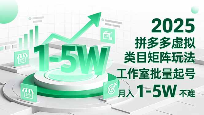 2025 拼多多虚拟类目矩阵玩法，工作室批量起号，月入 1-5W 不难 - 项目资源网