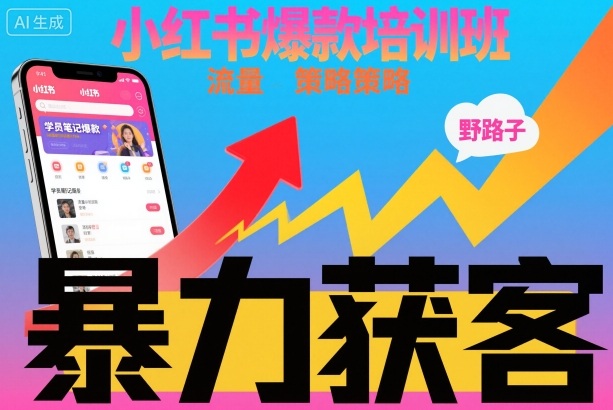 小红书爆款培训班，小红书获客野路子流量打法，暴力持续获客 - 项目资源网